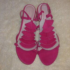 Boden Heel Strappy Sandals Suede Floral Petals 42 (US 11)